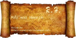 Rémai Henrik névjegykártya